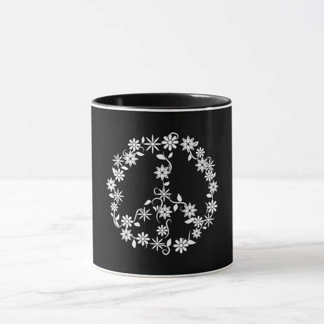 Simple Stars & Flowers Peace Graphic Mug (Center)