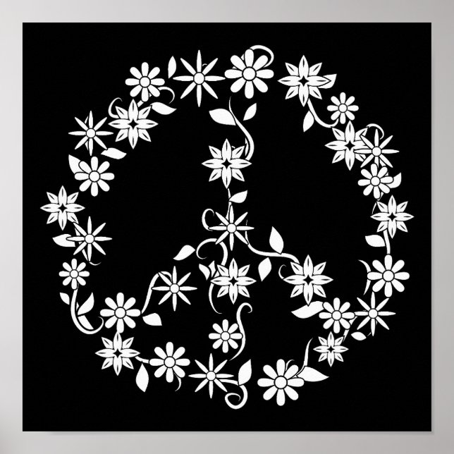 Simple Stars & Flowers Peace Graphic Poster (Front)