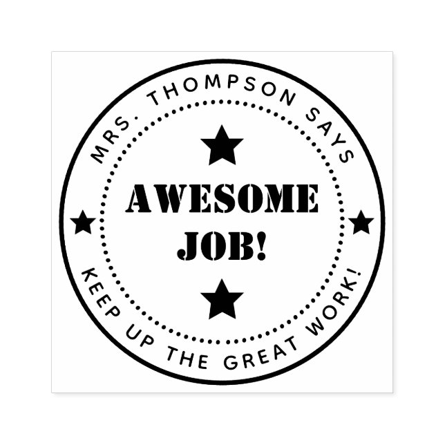 Simple Stars | Personalised  Awesome Job Teacher Rubber Stamp (Imprint)