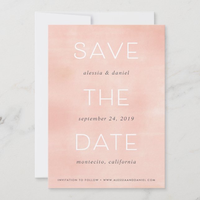 Simple Statement | Blush Watercolor Save the Date (Front)