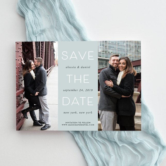 Simple Statement | Two Photo Wedding Save The Date (Creator Uploaded)