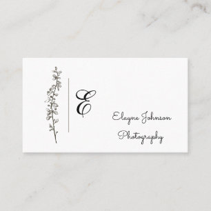 Simple Stem Black and White Business Card