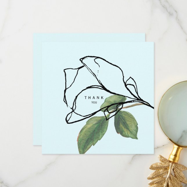Simple Stem Foliage Soft Tone Funeral Thank You Card (Front/Back In Situ)