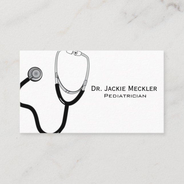 Simple Stethoscope Paediatrician Business Card (Front)