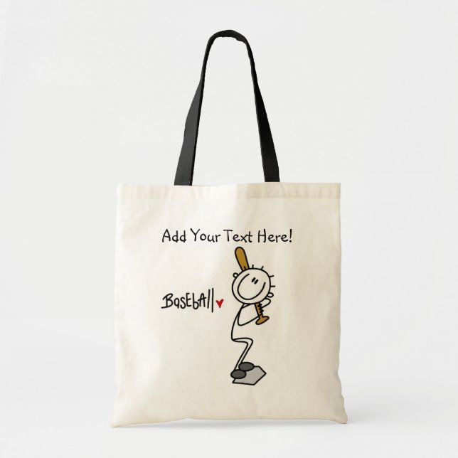 Simple Stick Figure Baseball Tote Bag (Front)