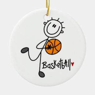 Simple Stick Figure Basketball T-shirts and Gifts Ceramic Tree Decoration