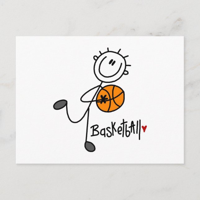 Simple Stick Figure Basketball T-shirts and Gifts Postcard (Front)