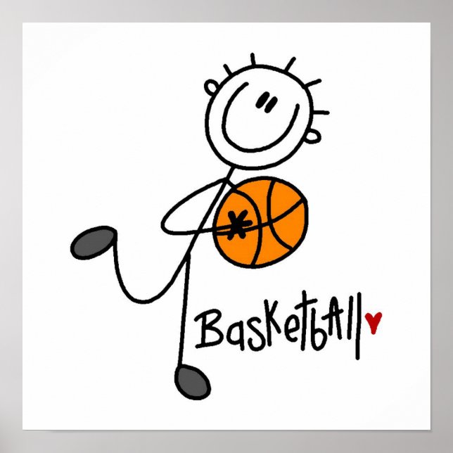 Simple Stick Figure Basketball T-shirts and Gifts Poster (Front)