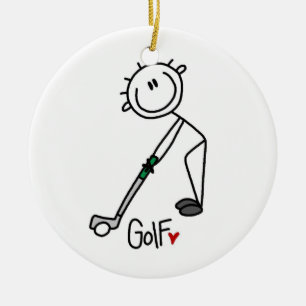 Simple Stick Figure Golfer Ceramic Tree Decoration
