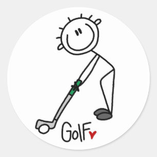 Simple Stick Figure Golfer Classic Round Sticker