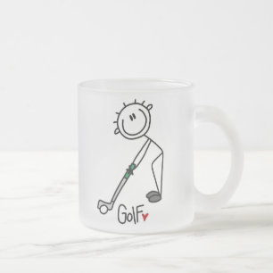 Simple Stick Figure Golfer Frosted Glass Coffee Mug