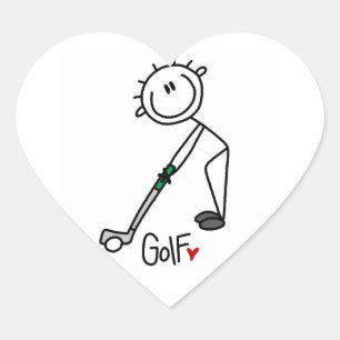 Simple Stick Figure Golfer Heart Sticker