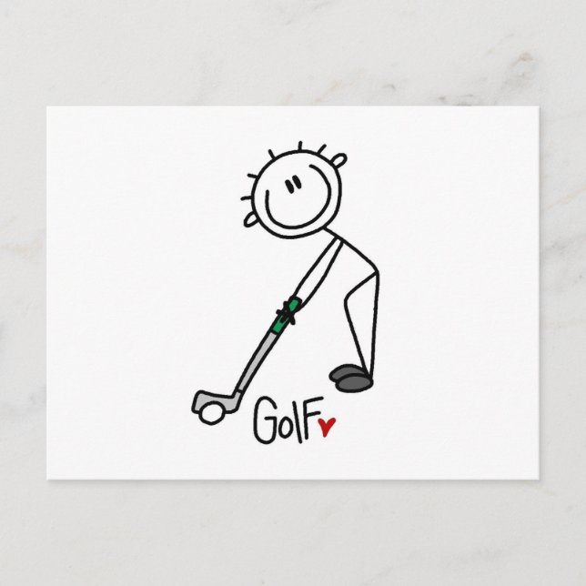 Simple Stick Figure Golfer Postcard (Front)