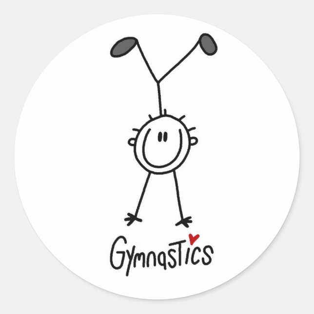 Simple Stick Figure Gymnast Classic Round Sticker (Front)