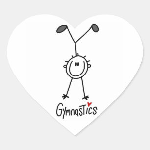 Simple Stick Figure Gymnast Heart Sticker