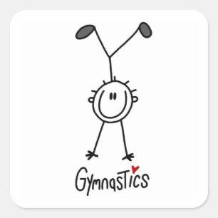 Simple Stick Figure Gymnast Square Sticker