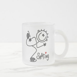 Simple Stick Figure Ice Skating T-shirts and Gifts Frosted Glass Coffee Mug