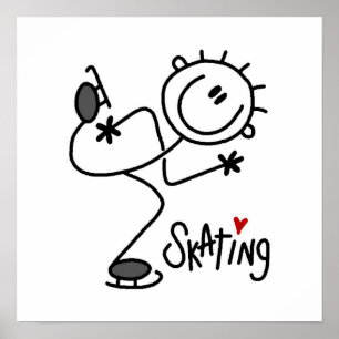Simple Stick Figure Ice Skating T-shirts and Gifts Poster