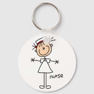 Simple Stick Figure Nurse T-shirts and Gifts Key Ring