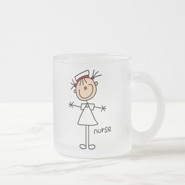 Simple Stick Figure Nurse Tshirts and Gifts Frosted Glass Coffee Mug (Right)