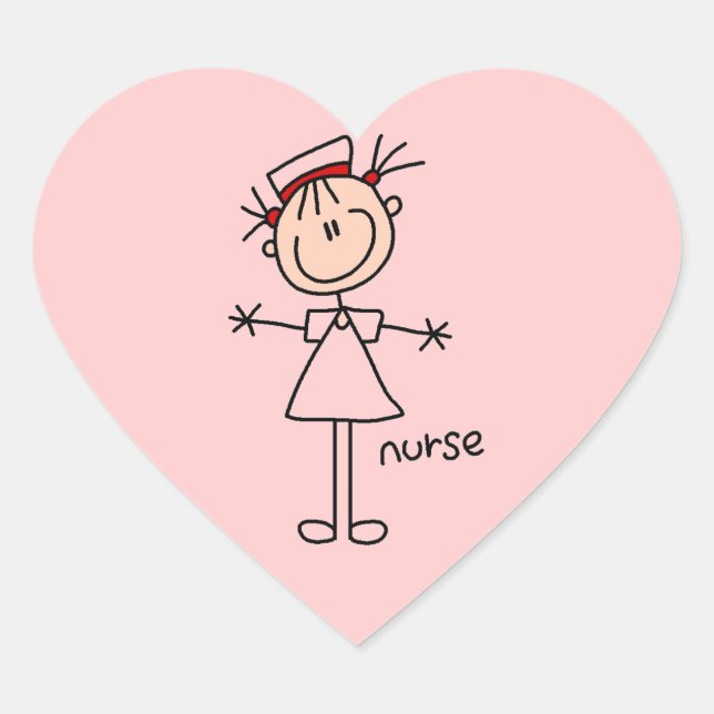 Simple Stick Figure Nurse Tshirts and Gifts Heart Sticker (Front)