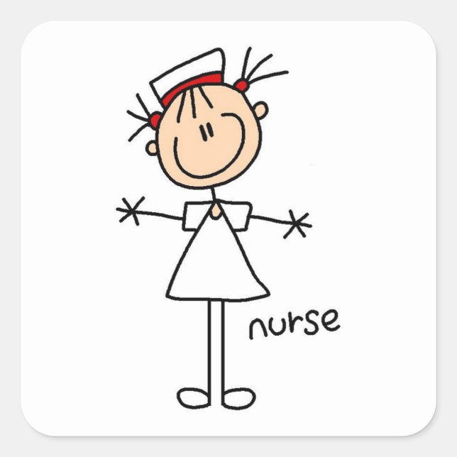 Simple Stick Figure Nurse Tshirts and Gifts Square Sticker (Front)