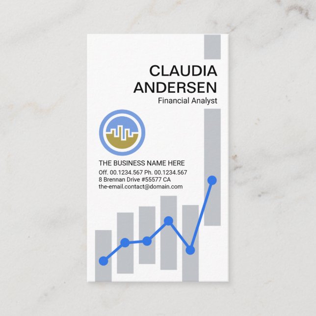Simple Stock Share Bar Graph Business Card (Front)