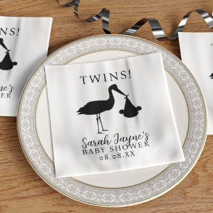 Simple Stork Twins Gender Neutral Baby Shower Napkin
