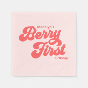 Simple Strawberry Berry First Birthday Summer Napkin