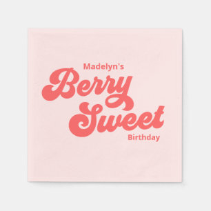 Simple Strawberry Berry Sweet Birthday Summer  Napkin
