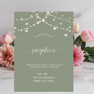 Simple String Lights Sage Green Wedding Invitation