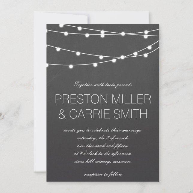 Simple String of Lights Wedding Invites | Wedding (Front)
