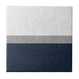 Simple Stripe Dark Blue Grey White Tile