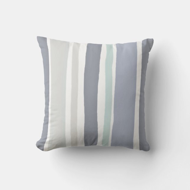 Simple stripe slate blue, grey cushion (Front)