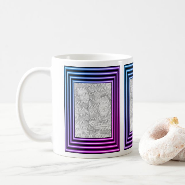 Simple Striped Colours Frame Photo  Coffee Mug (With Donut)