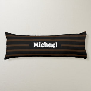 Simple Striped Dark Brown and Black Custom Name Body Cushion
