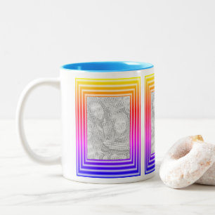 Simple Striped Rainbow Colours Frame Photo   Two-Tone Coffee Mug