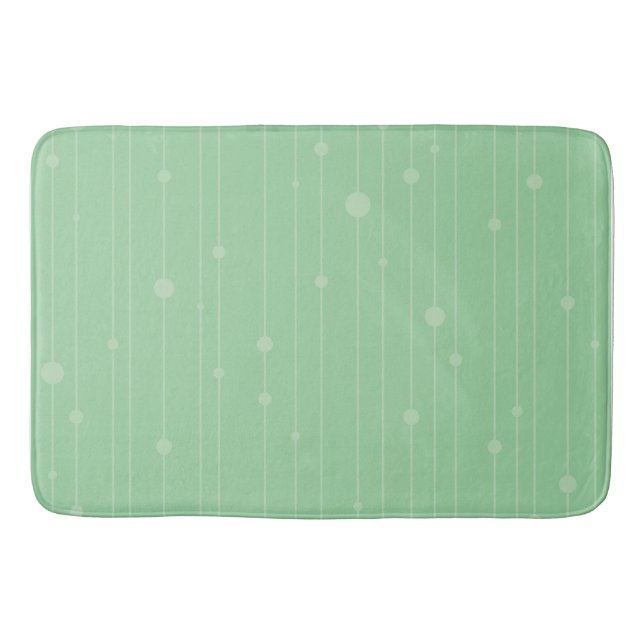 Simple stripes and dots modern pastel mint green bath mat (Front)