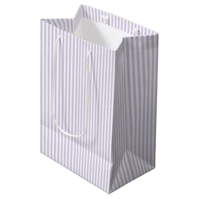 Simple Stripes - Dusty Lavender Medium Gift Bag (Front Angled)