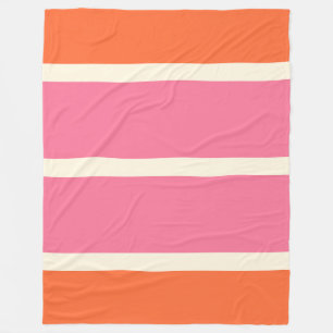 Simple Stripes in Pink, Orange and Cream Fleece Blanket