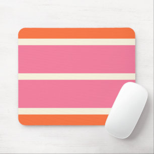 Simple Stripes in Pink, Orange and Cream Mouse Mat