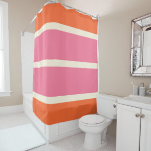 Simple Stripes in Pink, Orange and Cream Shower Curtain