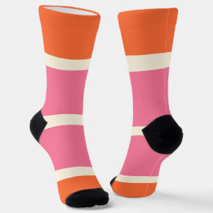 Simple Stripes in Pink, Orange and Cream Socks