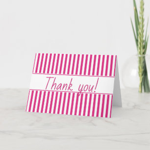 Simple Stripes Pattern - Geometric Fuchsia/White Thank You Card