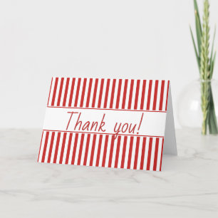 Simple Stripes Pattern - Geometric Red/White Thank You Card