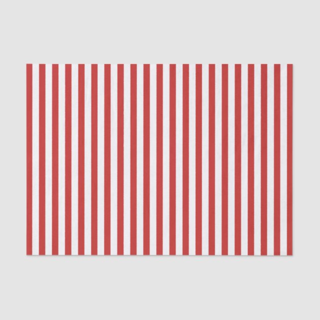 Simple Stripes Pattern Red/White Geometric Tissue Paper (Front)