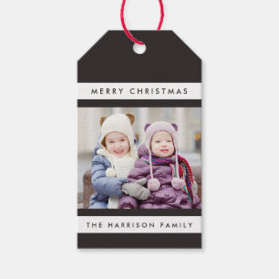 Simple Stripes Photo Holiday Gift Tags