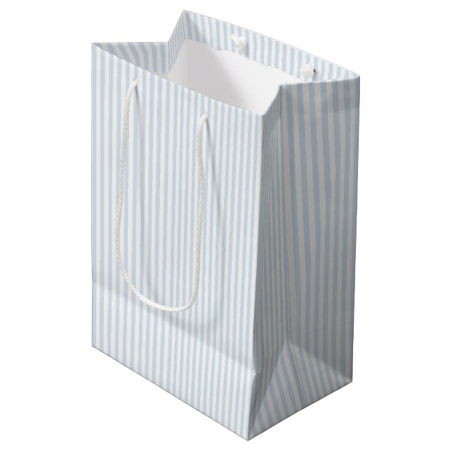 Simple Stripes - Powder Blue Medium Gift Bag (Front Angled)