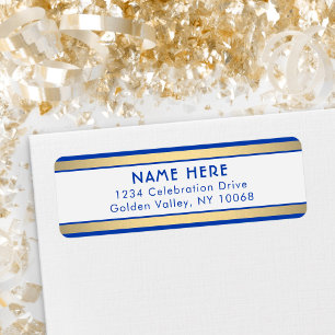 Simple Stripes Royal Blue and Gold Return Address