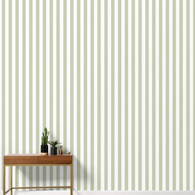 Simple Stripes - Sage Green Wallpaper (Hallway)